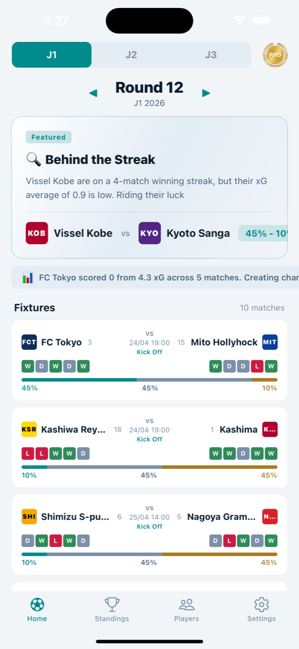 JPick app match analysis screen